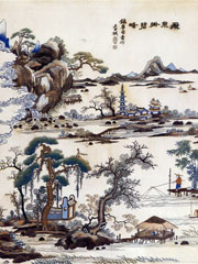 广绣山水渔读图裱片