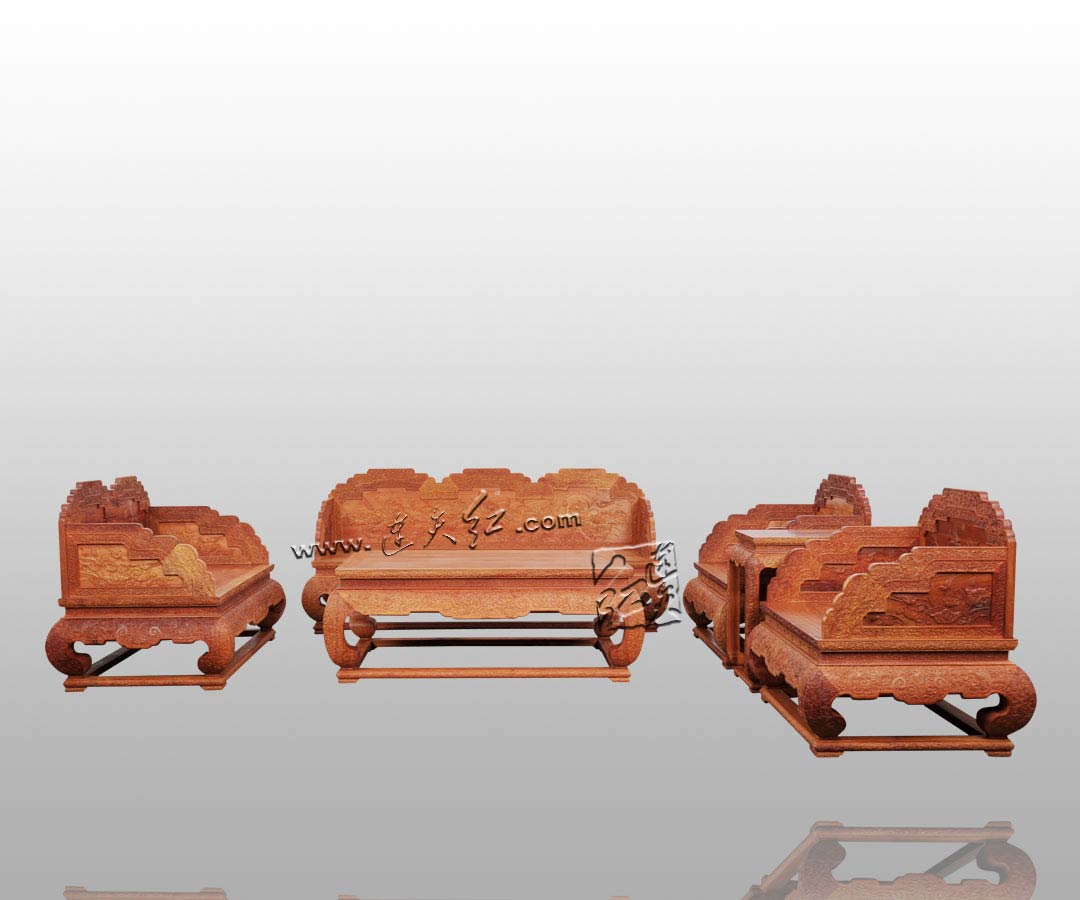 莲花宝座六件套-荷花宝座系列-连天红(福建)家具有限公司